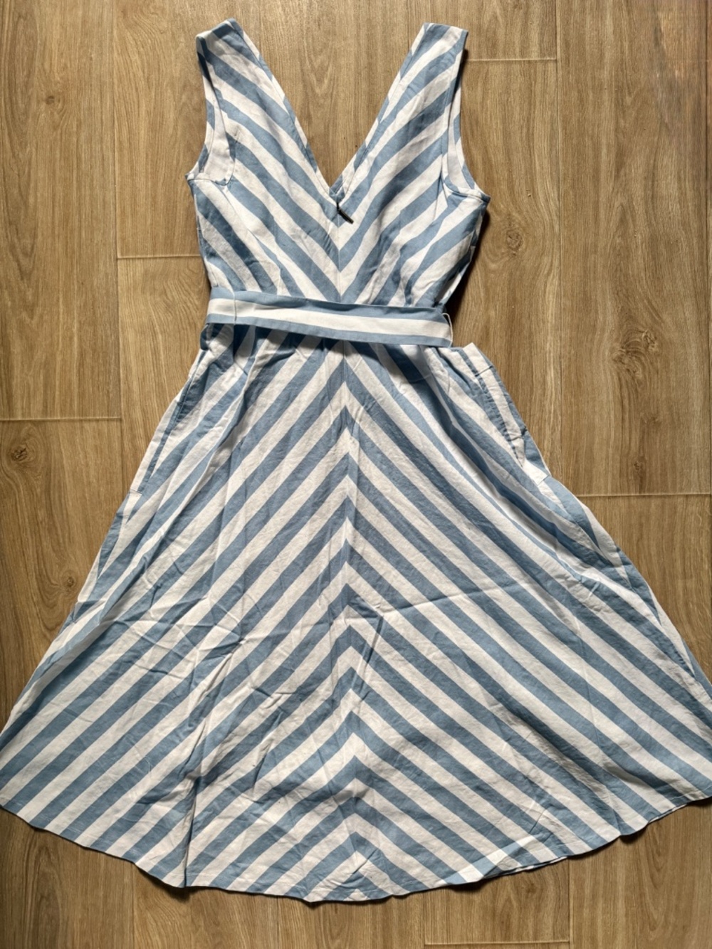 NWOT Kate Spade Sleeveless Striped Linen Cotton Blend Dress, Size 8 - Picture 5 of 7
